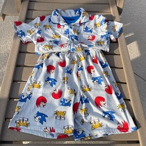 Sonic the Hedgehog Kids Pajama Set - Blue and Gray SZ 10